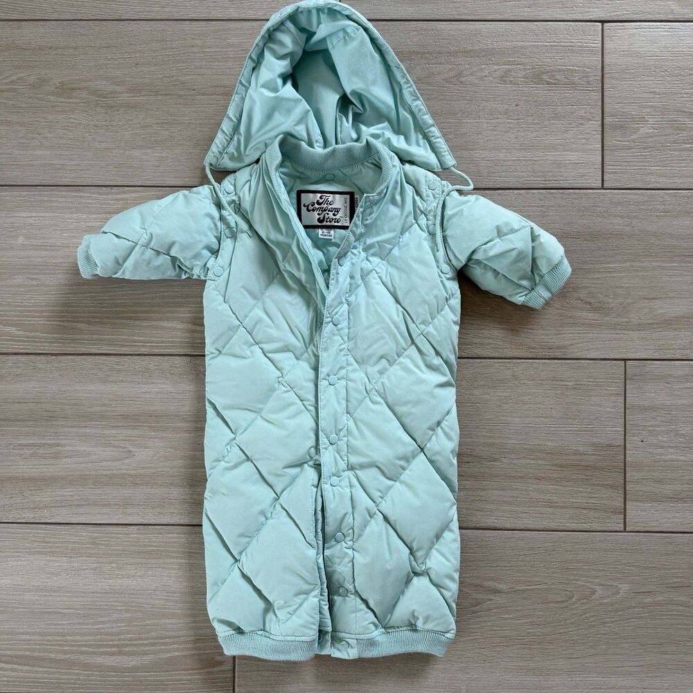 The Company Store Down Quilted Hooded Snow Suit Convertible Jacket Pants 6M -18M
